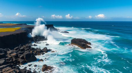 A peaceful apple orchard in full spring bloom.の写真素材