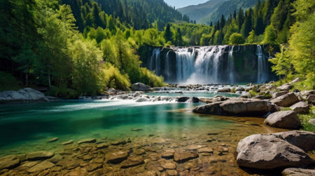 A rugged mountain trail winding upward through rocky terrain.の写真素材