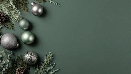 A festive minimal layout with monochrome green dの写真素材