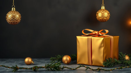 A decorative vintage holiday frame with distressed silver ornaments and deep green textures.の写真素材