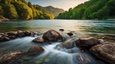 A sunset-lit horizon painting the sky orange and red.の写真素材