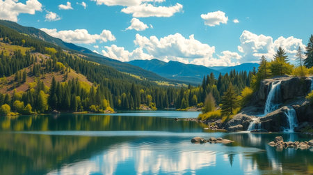A misty wetland filled with reeds and quiet birdsong.の写真素材