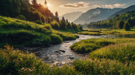 A lush tropical jungle with thick green foliage.の写真素材