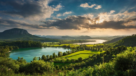 A windswept coastline with rugged cliffs jutting into foamy waves.の写真素材