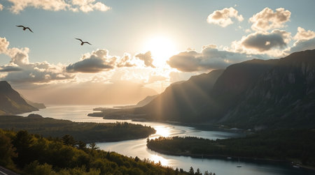A lush rainforest filled with bioluminescent plants.の写真素材