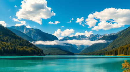 A serene wetland filled with tall reeds and soft reflections.の写真素材