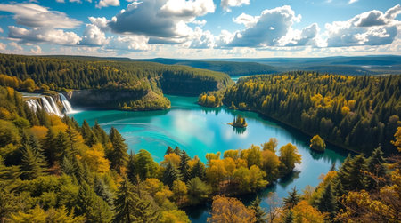 A lush mountain forest filled with birdsong.の写真素材