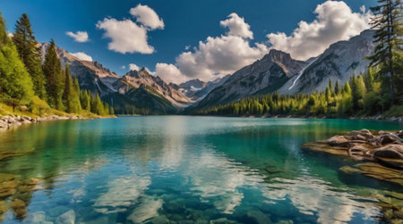 A remote beach with crystal-clear surf and untouched white sands.の写真素材