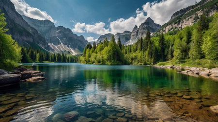 A wide-open prairie beneath a brilliant blue sky.の写真素材