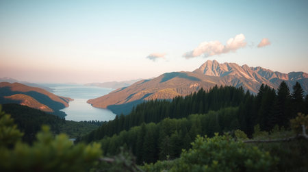 A high desert plateau overlooking vast rocky terrain.の写真素材