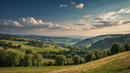 A peaceful forest stream flowing gently between moss-covered rocks.の写真素材