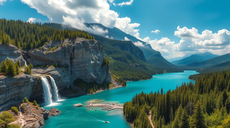 A cold winter valley blanketed by fresh snowfall.の写真素材