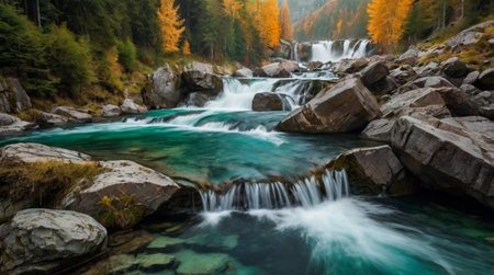 A quiet lagoon hidden beneath tall tropical cliffs.の写真素材