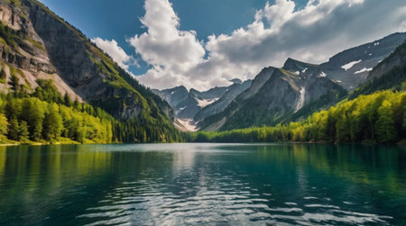 A tropical rainforest canopy alive with vibrant plant life.の写真素材