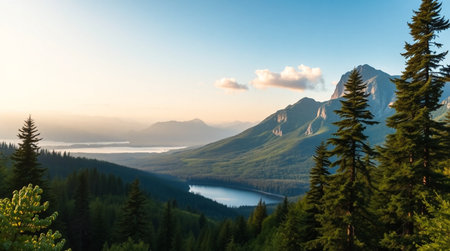 A deep forest canyon with a hidden stream at the bottom.の写真素材