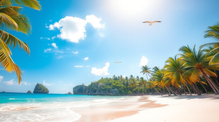 A rainforest canopy filled with vibrant tropical plants.の写真素材