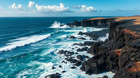 A serene lakeside village nestled between mountains.の写真素材