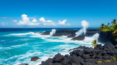A saltwater marsh glittering under warm sunlight.の写真素材