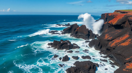 A peaceful hillside covered in lavender fields waving in the warm summer wind.の写真素材