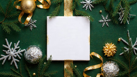 Refined holiday layout featuring winter greenery and golden decorative highlights.