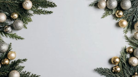 A stylish pine frame with decorative metallic accents forming a professional Christmas layout.