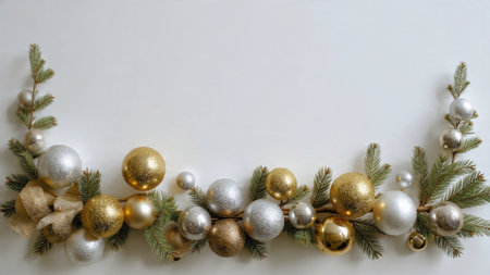 Clean pine frame composition with glowing metallic ornaments around a blank canvas.