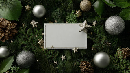 Modern decorated pine frame with warm gold and cool silver highlights.