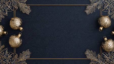 Clean symmetrical greenery frame with elegant gold and silver highlights.