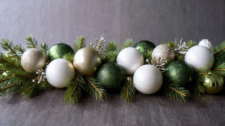 Christmas frame glowing with soft shadows and glimmering ornaments.