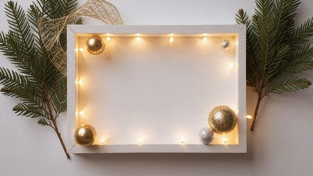 Elegant pine greenery paired with glossy gold and silver baubles forming a perfectly balanced...