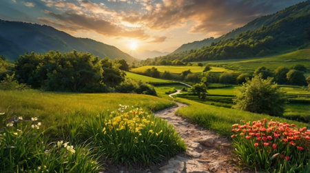 A magnificent natural beach with sparkling water and calm breezes.の写真素材