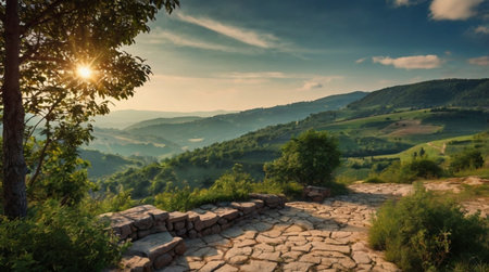 A scenic beach morning with glowing light glistening across ocean tides.の写真素材