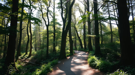 A secluded valley surrounded by dramatic mountain slopes and fresh greenery.