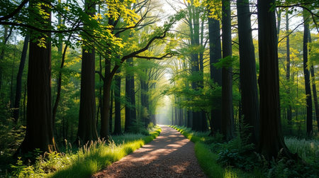 A peaceful river carving its way through a green valley.