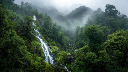 A dramatic cliff overlooking a vast stretch of wild, untouched nature.