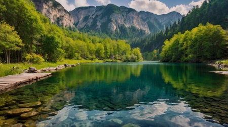 A tranquil forest pond surrounded by thick, protective shade.