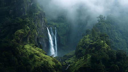 A sweeping natural landscape bathed in warm, glowing sunlight.