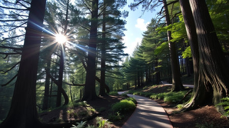 A secluded valley surrounded by dramatic mountain slopes and fresh greenery.