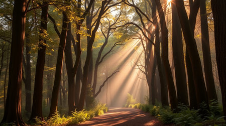 A peaceful river carving its way through a green valley.の写真素材