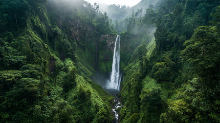 A quiet stream lined with smooth stones and ferns.の写真素材