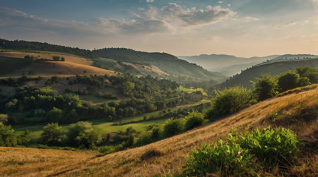 A calm mountain lake reflecting snow-capped peaks under a crisp blue sky.の写真素材