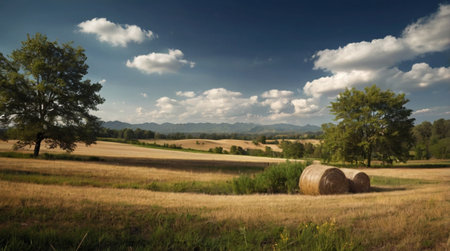A quiet lake glowing with peaceful sunset reflections.の写真素材