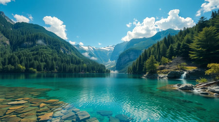 A peaceful canyon with a narrow river running through its center.