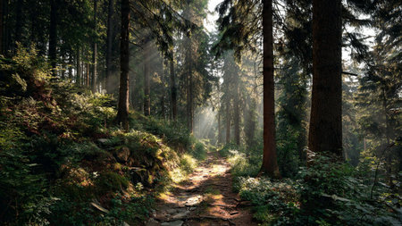 A mountain river rushing through a canyon of high cliffs.の写真素材