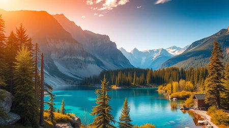 A gentle river winding through a tranquil countryside dotted with trees.