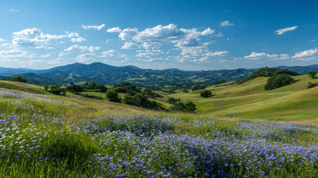 A winding creek glistening as it flows through dense evergreen forest.の写真素材