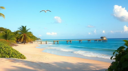 A calm riverbank with reeds swaying in the light breeze.の写真素材
