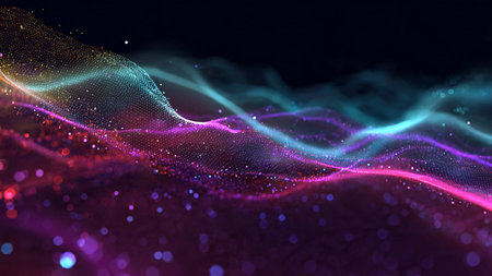 Multi-strand cyberwave glowing vibrantly.