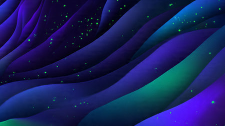A cascading fusion of cyan and purple streaks glowing intensely over a gradient backdrop.