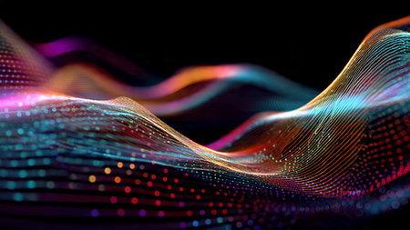Ultra-fine luminous strands creating a silky cyberwave ripple.